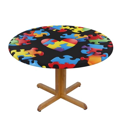 JTKREZ Runde Tischdecke mit Autismus-Bewusstseins-Puzzleteilen, Herz-Druck, waschbar, dekorative Tischdecke, elastischer Rand, Tischdecke für drinnen und draußen, 122 cm JTKREZ Runde Tischdecke mit Autismus-Bewusstseins-Puzzleteilen, Herz-Druck, waschbar, dekorative Tischdecke, elastischer Rand, Tischdecke für drinnen und draußen, 122 cm von JTKREZ