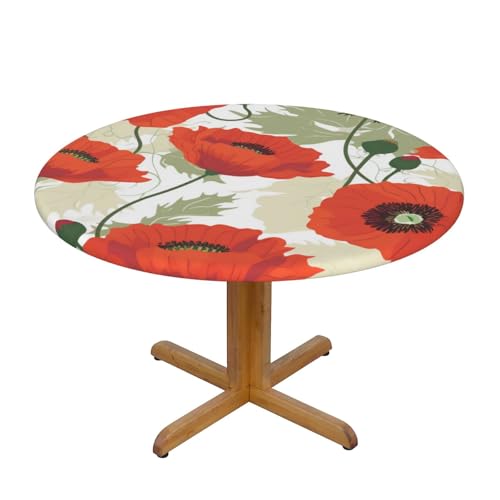 JTKREZ Runde Tischdecke mit Blumenmuster, waschbar, dekorative Tischdecke, elastischer Rand, Tischdecke für drinnen und draußen, 122 cm von JTKREZ