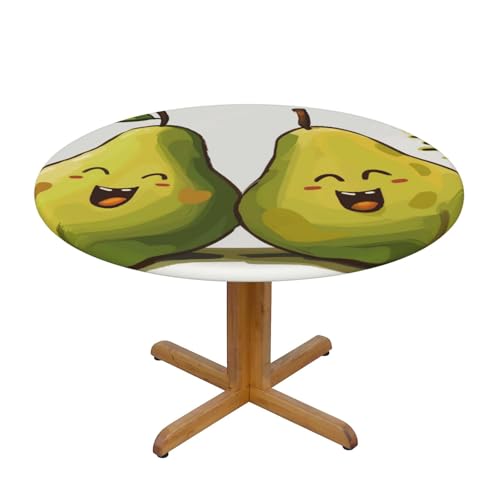 JTKREZ Runde Tischdecke mit Cartoon-Birnen-Motiv, waschbar, dekorative Tischdecke, elastischer Rand, Tischdecke für drinnen und draußen, 137 cm JTKREZ Runde Tischdecke mit Cartoon-Birnen-Motiv, waschbar, dekorative Tischdecke, elastischer Rand, Tischdecke für drinnen und draußen, 137 cm von JTKREZ