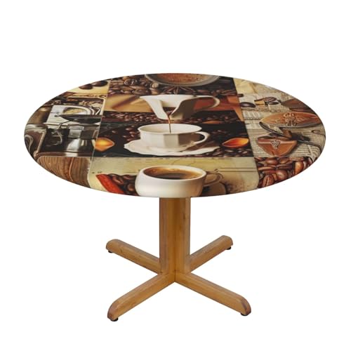 JTKREZ Runde Tischdecke mit Kaffee-Collage, waschbar, dekorative Tischdecke, elastischer Rand, Tischdecke für drinnen und draußen, 122 cm JTKREZ Runde Tischdecke mit Kaffee-Collage, waschbar, dekorative Tischdecke, elastischer Rand, Tischdecke für drinnen und draußen, 122 cm von JTKREZ
