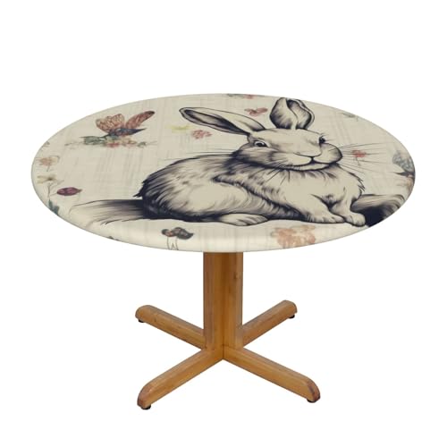 JTKREZ Runde Tischdecke mit Kaninchen-Hintergrund, waschbar, dekorative Tischdecke, elastischer Rand, Tischdecke für drinnen und draußen, 122 cm JTKREZ Runde Tischdecke mit Kaninchen-Hintergrund, waschbar, dekorative Tischdecke, elastischer Rand, Tischdecke für drinnen und draußen, 122 cm von JTKREZ