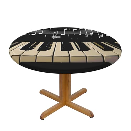 JTKREZ Runde Tischdecke mit Klaviertasten und Musiknoten, bedruckt, 137 cm, waschbar, dekorative Tischdecke, elastischer Rand, Tischdecke für drinnen und draußen JTKREZ Runde Tischdecke mit Klaviertasten und Musiknoten, bedruckt, 137 cm, waschbar, dekorative Tischdecke, elastischer Rand, Tischdecke für drinnen und draußen von JTKREZ