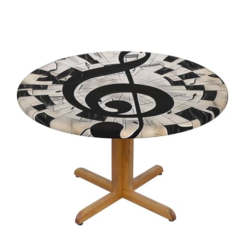 JTKREZ Runde Tischdecke mit Musikschlüssel-Motiv, bedruckt, 122 cm, waschbar, dekorative Tischdecke, elastischer Rand, Tischdecke für drinnen und draußen JTKREZ Runde Tischdecke mit Musikschlüssel-Motiv, bedruckt, 122 cm, waschbar, dekorative Tischdecke, elastischer Rand, Tischdecke für drinnen und draußen von JTKREZ