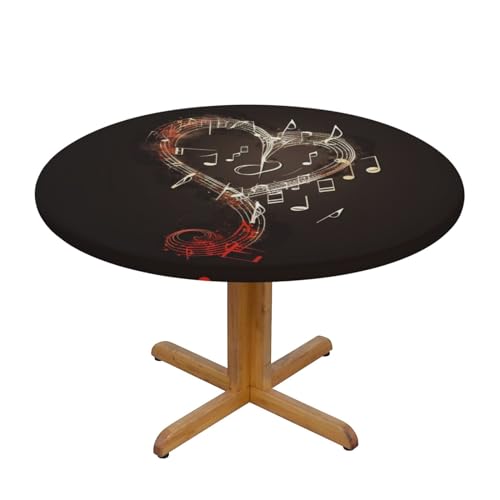 JTKREZ Runde Tischdecke mit Musiksymbolen, bedruckt, 137 cm, waschbar, dekorative Tischdecke, elastischer Rand, Tischdecke für drinnen und draußen JTKREZ Runde Tischdecke mit Musiksymbolen, bedruckt, 137 cm, waschbar, dekorative Tischdecke, elastischer Rand, Tischdecke für drinnen und draußen von JTKREZ