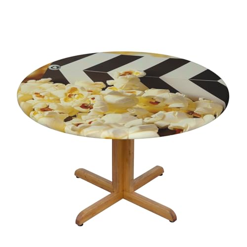 JTKREZ Runde Tischdecke mit Schindel- und Popcorn-Druck, waschbar, dekorative Tischdecke, elastischer Rand, Tischdecke für drinnen und draußen, 122 cm JTKREZ Runde Tischdecke mit Schindel- und Popcorn-Druck, waschbar, dekorative Tischdecke, elastischer Rand, Tischdecke für drinnen und draußen, 122 cm von JTKREZ