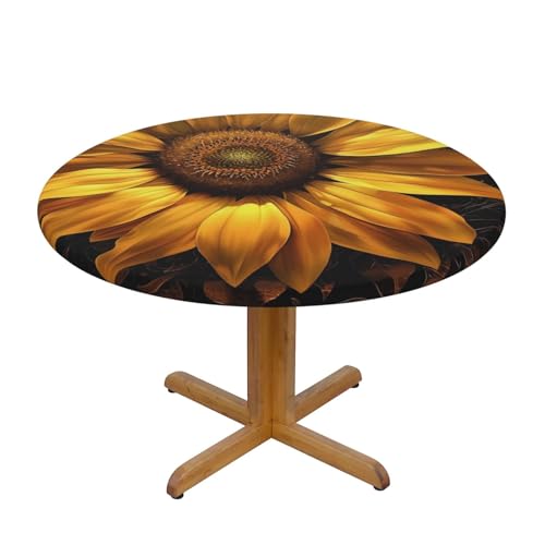 JTKREZ Runde Tischdecke mit Sonnenblumen-Motiv, waschbar, dekorative Tischdecke, elastischer Rand, Tischdecke für drinnen und draußen, 137 cm, Gelb JTKREZ Runde Tischdecke mit Sonnenblumen-Motiv, waschbar, dekorative Tischdecke, elastischer Rand, Tischdecke für drinnen und draußen, 137 cm, Gelb von JTKREZ