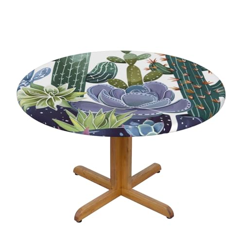 JTKREZ Runde Tischdecke mit Sukkulenten-Druck, waschbar, dekorative Tischdecke, elastischer Rand, Tischdecke für drinnen und draußen, 137 cm JTKREZ Runde Tischdecke mit Sukkulenten-Druck, waschbar, dekorative Tischdecke, elastischer Rand, Tischdecke für drinnen und draußen, 137 cm von JTKREZ