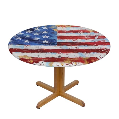 JTKREZ Runde Tischdecke mit US-Flagge und 4. Juli, waschbar, dekorative Tischdecke, elastischer Rand, Tischdecke für drinnen und draußen, 122 cm JTKREZ Runde Tischdecke mit US-Flagge und 4. Juli, waschbar, dekorative Tischdecke, elastischer Rand, Tischdecke für drinnen und draußen, 122 cm von JTKREZ