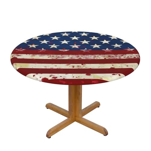 JTKREZ Runde Tischdecke mit USA-Flagge, Sterne, Streifen, bedruckt, 137 cm, waschbar, dekorative Tischdecke, elastischer Rand, Tischdecke für drinnen und draußen JTKREZ Runde Tischdecke mit USA-Flagge, Sterne, Streifen, bedruckt, 137 cm, waschbar, dekorative Tischdecke, elastischer Rand, Tischdecke für drinnen und draußen von JTKREZ