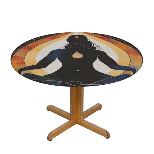 JTKREZ Runde Tischdecke mit Yoga-Meditationsdruck, waschbar, dekorative Tischdecke, elastischer Rand, Tischdecke für drinnen und draußen, 137 cm JTKREZ Runde Tischdecke mit Yoga-Meditationsdruck, waschbar, dekorative Tischdecke, elastischer Rand, Tischdecke für drinnen und draußen, 137 cm von JTKREZ