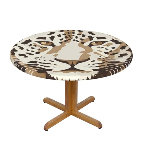 JTKREZ Runde Tischdecke mit braunem Leopardenmuster, waschbar, dekorative Tischdecke, elastischer Rand, Tischdecke für drinnen und draußen, 137 cm JTKREZ Runde Tischdecke mit braunem Leopardenmuster, waschbar, dekorative Tischdecke, elastischer Rand, Tischdecke für drinnen und draußen, 137 cm von JTKREZ