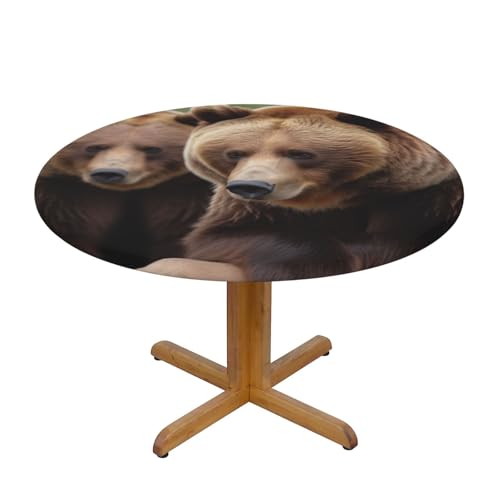 JTKREZ Runde Tischdecke mit braunen Bären, bedruckt, waschbar, dekorative Tischdecke, elastischer Rand, Tischdecke für drinnen und draußen, 137 cm JTKREZ Runde Tischdecke mit braunen Bären, bedruckt, waschbar, dekorative Tischdecke, elastischer Rand, Tischdecke für drinnen und draußen, 137 cm von JTKREZ