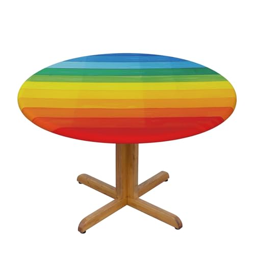 JTKREZ Runde Tischdecke mit bunten Regenbogenstreifen, 137 cm, waschbar, dekorative Tischdecke, elastischer Rand, Tischdecke für drinnen und draußen JTKREZ Runde Tischdecke mit bunten Regenbogenstreifen, 137 cm, waschbar, dekorative Tischdecke, elastischer Rand, Tischdecke für drinnen und draußen von JTKREZ