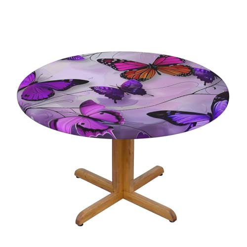 JTKREZ Runde Tischdecke mit hübschem Schmetterlings-Motiv, waschbar, dekorative Tischdecke, elastischer Rand, Tischdecke für drinnen und draußen, 122 cm JTKREZ Runde Tischdecke mit hübschem Schmetterlings-Motiv, waschbar, dekorative Tischdecke, elastischer Rand, Tischdecke für drinnen und draußen, 122 cm von JTKREZ