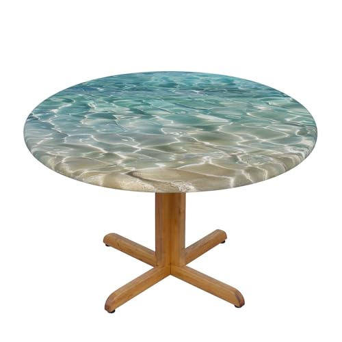 JTKREZ Runde Tischdecke mit klarem Meerwasser bedruckt, 122 cm, waschbar, dekorative Tischdecke, elastischer Rand, Tischdecke für drinnen und draußen JTKREZ Runde Tischdecke mit klarem Meerwasser bedruckt, 122 cm, waschbar, dekorative Tischdecke, elastischer Rand, Tischdecke für drinnen und draußen von JTKREZ