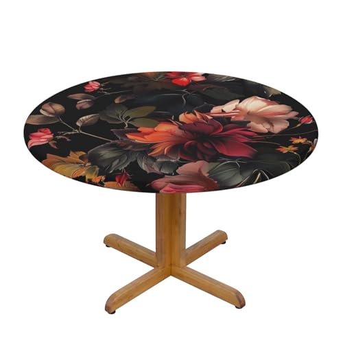 JTKREZ Runde Tischdecke mit schönem Blumendruck, 122 cm, waschbar, dekorative Tischdecke, elastischer Rand, Tischdecke für drinnen und draußen JTKREZ Runde Tischdecke mit schönem Blumendruck, 122 cm, waschbar, dekorative Tischdecke, elastischer Rand, Tischdecke für drinnen und draußen von JTKREZ