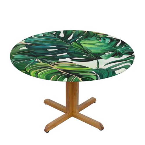 JTKREZ Runde Tischdecke mit tropischen Blättern, waschbar, dekorative Tischdecke, elastischer Rand, Tischdecke für drinnen und draußen, 137 cm JTKREZ Runde Tischdecke mit tropischen Blättern, waschbar, dekorative Tischdecke, elastischer Rand, Tischdecke für drinnen und draußen, 137 cm von JTKREZ