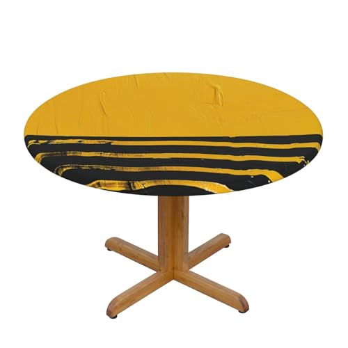 JTKREZ Senfgelb bedruckte runde Tischdecke, waschbar, dekorative Tischdecke, elastischer Rand, Tischdecke für drinnen und draußen, 122 cm JTKREZ Senfgelb bedruckte runde Tischdecke, waschbar, dekorative Tischdecke, elastischer Rand, Tischdecke für drinnen und draußen, 122 cm von JTKREZ