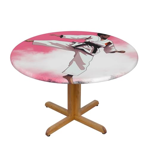 JTKREZ Taekwondo-Design bedruckte runde Tischdecke, waschbar, dekorative Tischdecke, elastischer Rand, Tischdecke für drinnen und draußen, 137 cm JTKREZ Taekwondo-Design bedruckte runde Tischdecke, waschbar, dekorative Tischdecke, elastischer Rand, Tischdecke für drinnen und draußen, 137 cm von JTKREZ