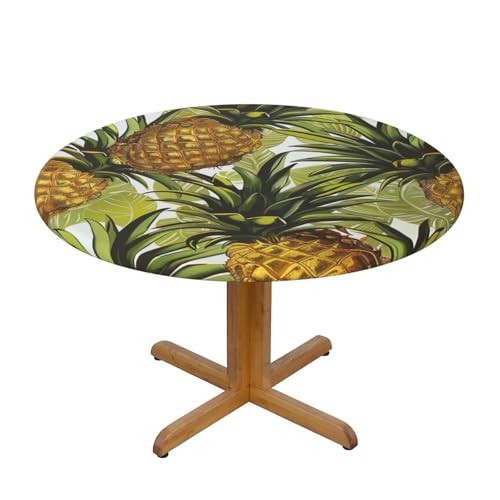 JTKREZ Tischdecke, exotische tropische Ananas, bedruckt, rund, waschbar, dekorative Tischdecke, elastischer Rand, Tischdecke für drinnen und draußen, 122 cm JTKREZ Tischdecke, exotische tropische Ananas, bedruckt, rund, waschbar, dekorative Tischdecke, elastischer Rand, Tischdecke für drinnen und draußen, 122 cm von JTKREZ
