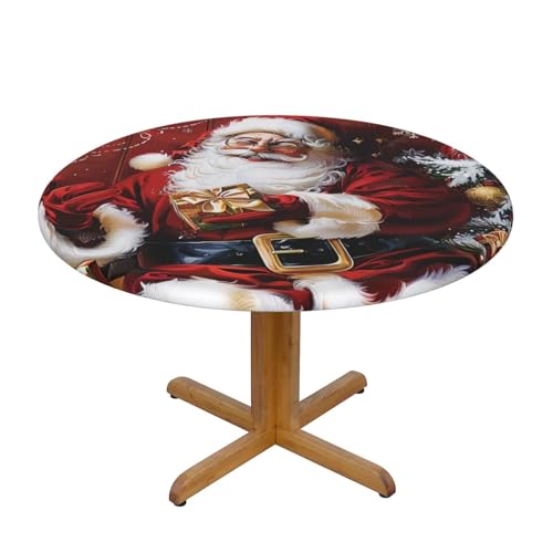 JTKREZ Weihnachtsmann-Tischdecke, bedruckt, rund, 137 cm, waschbar, dekorative Tischdecke, elastischer Rand, Tischdecke für drinnen und draußen JTKREZ Weihnachtsmann-Tischdecke, bedruckt, rund, 137 cm, waschbar, dekorative Tischdecke, elastischer Rand, Tischdecke für drinnen und draußen von JTKREZ