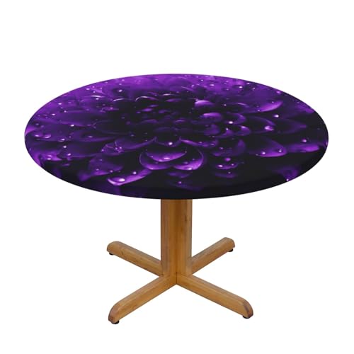 JTKREZ Wunderschöne, glitzernde Tischdecke, rund, 122 cm, waschbar, dekorative Tischdecke, elastischer Rand, Tischdecke für drinnen und draußen von JTKREZ
