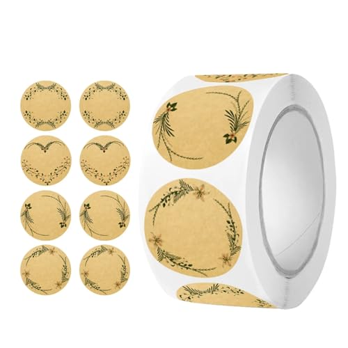 Etiketten Selbstklebend 100-500 stücke Kraft Papier Blumen Beschreibbare Etiketten for Geschenk Karte Paket Party Verpackung Backen(QY2826-100pcs) von JTKSSCS