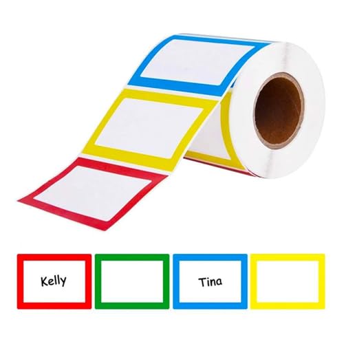 Etiketten Selbstklebend 150 Stück Rolle bunte schlichte Namensaufkleber Namensschilder for Aufkleben for Kinder, Wand, Schreibtisch for Angebots-Schreibwarenaufkleber von JTKSSCS
