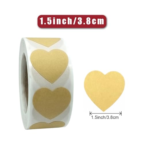 Etiketten Selbstklebend 500 stücke Rolle Herz Form Blank Braun Kraft Papier Etiketten Tags Umschlag Papier Backen(1.5inch-500pcs) von JTKSSCS