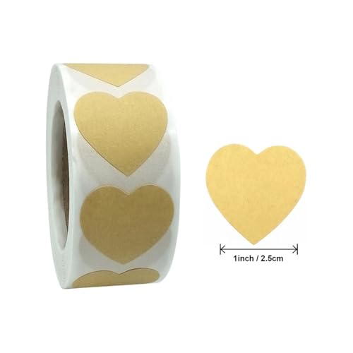 Etiketten Selbstklebend 500 stücke Rolle Herz Form Blank Braun Kraft Papier Etiketten Tags Umschlag Papier Backen(1inch500pcs) von JTKSSCS