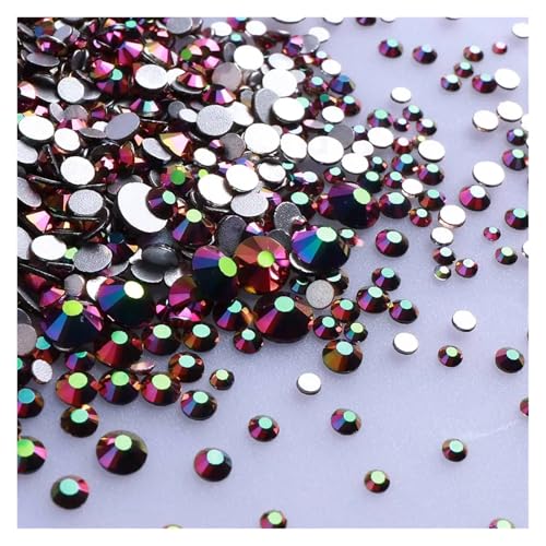 Hotfix Strasssteine 1440 Stück/Packung, gemischte Größen, schwarzes Glas, flache Rückseite, Glitzer-Diamant, nicht Hotfix-Strasssteine ​​für Nagelkunst und Kleidung(Rainbow Rose Gold) von JTKSSCS