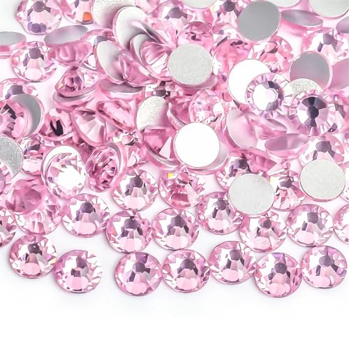 Hotfix Strasssteine Hellrosa, rosafarbenes Glas, 3D-Nagelkunst-Strasssteine, SS3, SS4, SS5, SS6, SS8, SS10, SS12, SS16, SS20, SS30, Kristallnägel, nicht HotFix-Dekorationen(Light Pink,SS12 1440pcs) von JTKSSCS