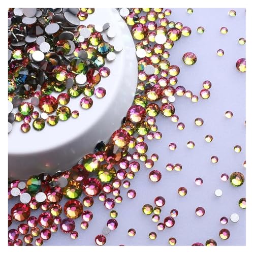 Hotfix Strasssteine Mix Größe Glitter Runde Strasssteine ​​Silber Unterseite Nicht Hotfix Kleine Kristall for Nagel Kunst Kleidung Dekoration(Rainbow) von JTKSSCS
