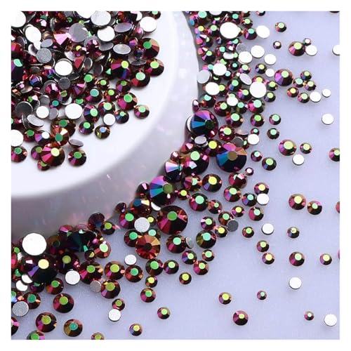 Hotfix Strasssteine Mix Größe Glitter Runde Strasssteine ​​Silber Unterseite Nicht Hotfix Kleine Kristall for Nagel Kunst Kleidung Dekoration(Rainbow Rose Gold) von JTKSSCS