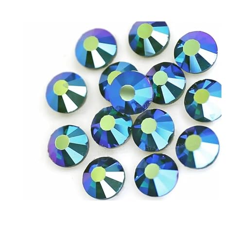 Hotfix Strasssteine Multi Farben Crystal AB Nicht Hot Fix Strass Flache Rückseite Nagel Glitters Kleidungsstück Stein(Emerald AB,SS12 1440PCS) von JTKSSCS