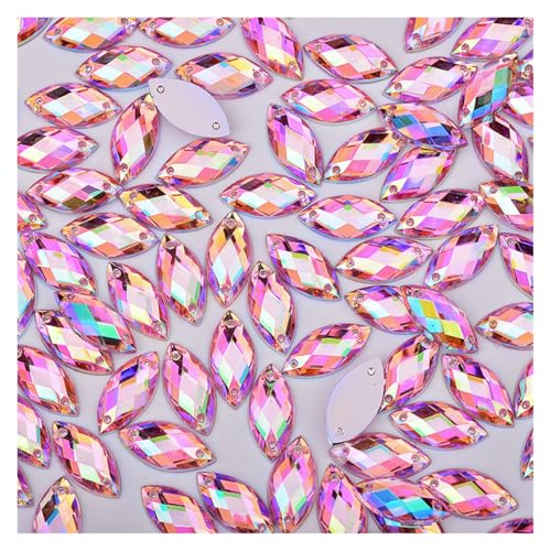 Hotfix Strasssteine Rosa AB Nähen Strass Flache Rückseite Pferd Auge Auf Kristall Lose Perle Stein for Handarbeiten(Pink AB) von JTKSSCS