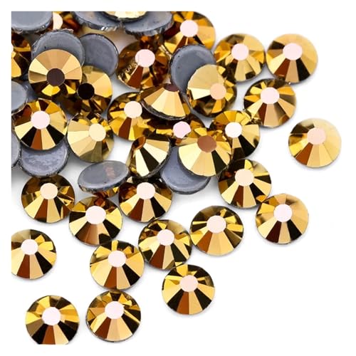 Hotfix Strasssteine SS6-SS30 Mehrfarbiger Crystal AB Hot Fix Strass Kristall Super Glitter Aufbügeln for Nail Art Stoff Kleidungsstück(Gold,SS10-1440Pcs) von JTKSSCS