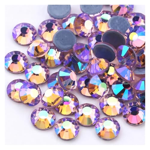 Hotfix Strasssteine SS6-SS30 Mehrfarbiger Crystal AB Hot Fix Strass Kristall Super Glitter Aufbügeln for Nail Art Stoff Kleidungsstück(Light Rose AB,SS30-288Pcs) von JTKSSCS