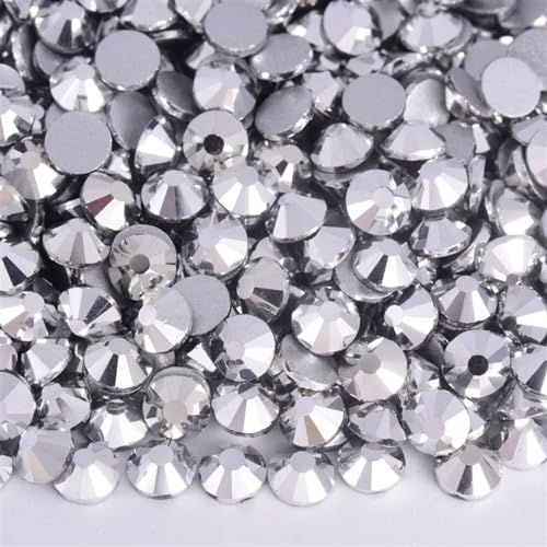 Hotfix Strasssteine Schwarze Glas-Strass-Nagelkunst-Strasssteine ​​mit flacher Rückseite, Jet-Kleber auf Steinen, nicht Hotfix-Strasssteine ​​für Nagelkunst-Dekorationen(Mine Silver,SS34---288pcs) von JTKSSCS