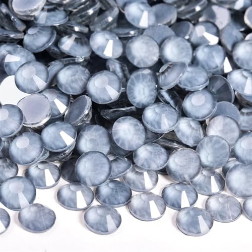 Hotfix Strasssteine Schwarze Glas-Strass-Nagelkunst-Strasssteine ​​mit flacher Rückseite, Jet-Kleber auf Steinen, nicht Hotfix-Strasssteine ​​für Nagelkunst-Dekorationen(New Lt Grey Mocha,SS6---1440pc von JTKSSCS