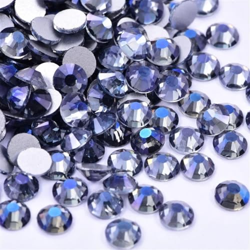 Hotfix Strasssteine Schwarze Glas-Strass-Nagelkunst-Strasssteine ​​mit flacher Rückseite, Jet-Kleber auf Steinen, nicht Hotfix-Strasssteine ​​für Nagelkunst-Dekorationen(Purple Ghost,Mix Size 1440PCS) von JTKSSCS