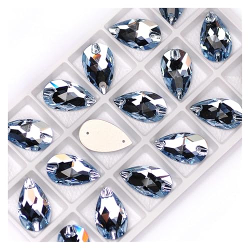 Hotfix Strasssteine Tropfenförmige Strasssteine ​​zum Aufnähen, Glaskristallsteine, for Nähen, Sticken, Kleidungszubehör, Steine ​​für DIY-Dekoration von Hochzeitskleidern(Light Sapphire,7x12mm 96Pcs) von JTKSSCS