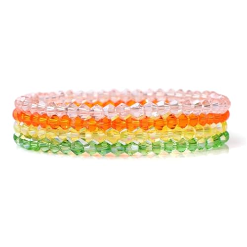 JTKSSCS Edelstein Armband 4 Teile/Satz Kristall Armbänder for Frauen Mädchen Stein Perlen Armbänder Grau Rosa Weiß Blau Serie Kristall Mode Schmuck(17cm,Color-19) von JTKSSCS