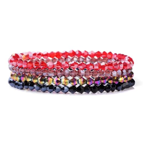 JTKSSCS Edelstein Armband 4 Teile/Satz Kristall Armbänder for Frauen Mädchen Stein Perlen Armbänder Grau Rosa Weiß Blau Serie Kristall Mode Schmuck(19cm,Color-16) von JTKSSCS