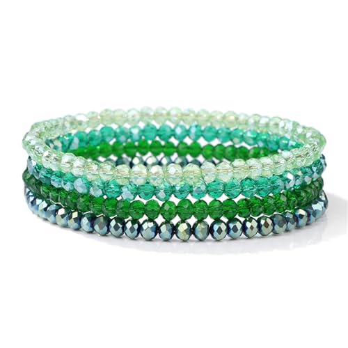 JTKSSCS Edelstein Armband 4 Teile/Satz Kristall Armbänder for Frauen Mädchen Stein Perlen Armbänder Grau Rosa Weiß Blau Serie Kristall Mode Schmuck(19cm,Color-6) von JTKSSCS