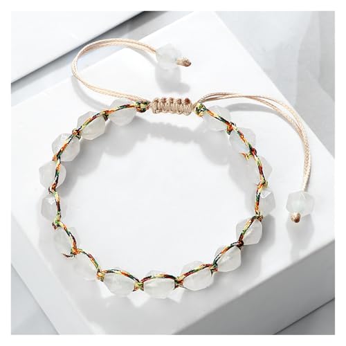 JTKSSCS Edelstein Armband Handgefertigte Damen-Armbänder, 8 mm Schnittfläche, Tigerauge-Stein, Jaspis, Amethyst-Perlen, Armbänder for Männer, Yoga-Schmuck, Geschenke(White Stone) von JTKSSCS