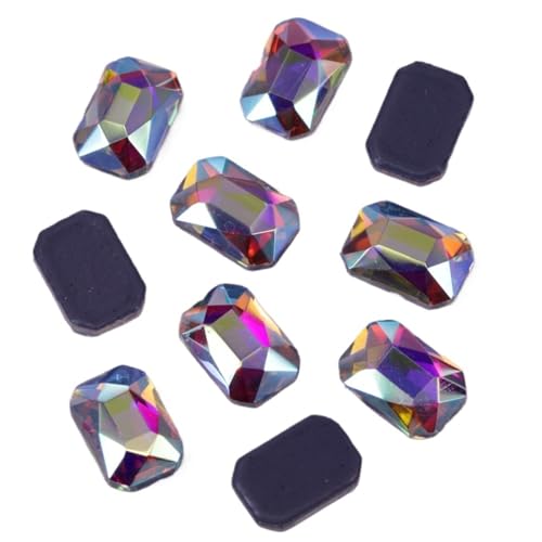 JTKSSCS Hotfix Strasssteine Crystal AB Cut Hotfix-Strasssteine ​​mit Flacher Rückseite for Aufbügeln von Kristallen mit Flacher Rückseite(144Pcs,4x6mm) von JTKSSCS