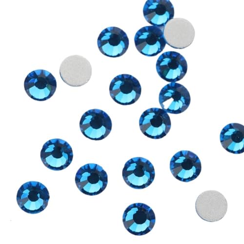 JTKSSCS Hotfix Strasssteine Fixierung Kristall Cristales Flatback Zurück Nicht Hotfix Strass for Taschen Bekleidung DIY Nagel Kunst(109 Capri Blue,6mm SS30 288pcs) von JTKSSCS