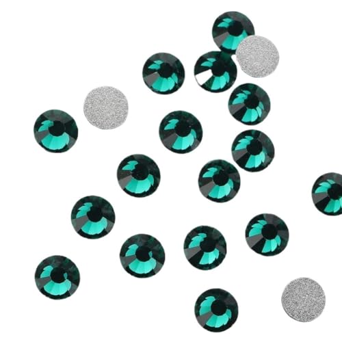 JTKSSCS Hotfix Strasssteine Fixierung Kristall Cristales Flatback Zurück Nicht Hotfix Strass for Taschen Bekleidung DIY Nagel Kunst(114 Emerald,6mm SS30 288pcs) von JTKSSCS
