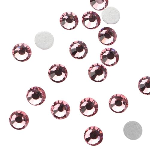 JTKSSCS Hotfix Strasssteine Fixierung Kristall Cristales Flatback Zurück Nicht Hotfix Strass for Taschen Bekleidung DIY Nagel Kunst(124 Light Rose,1.4mm SS4 1440pcs) von JTKSSCS